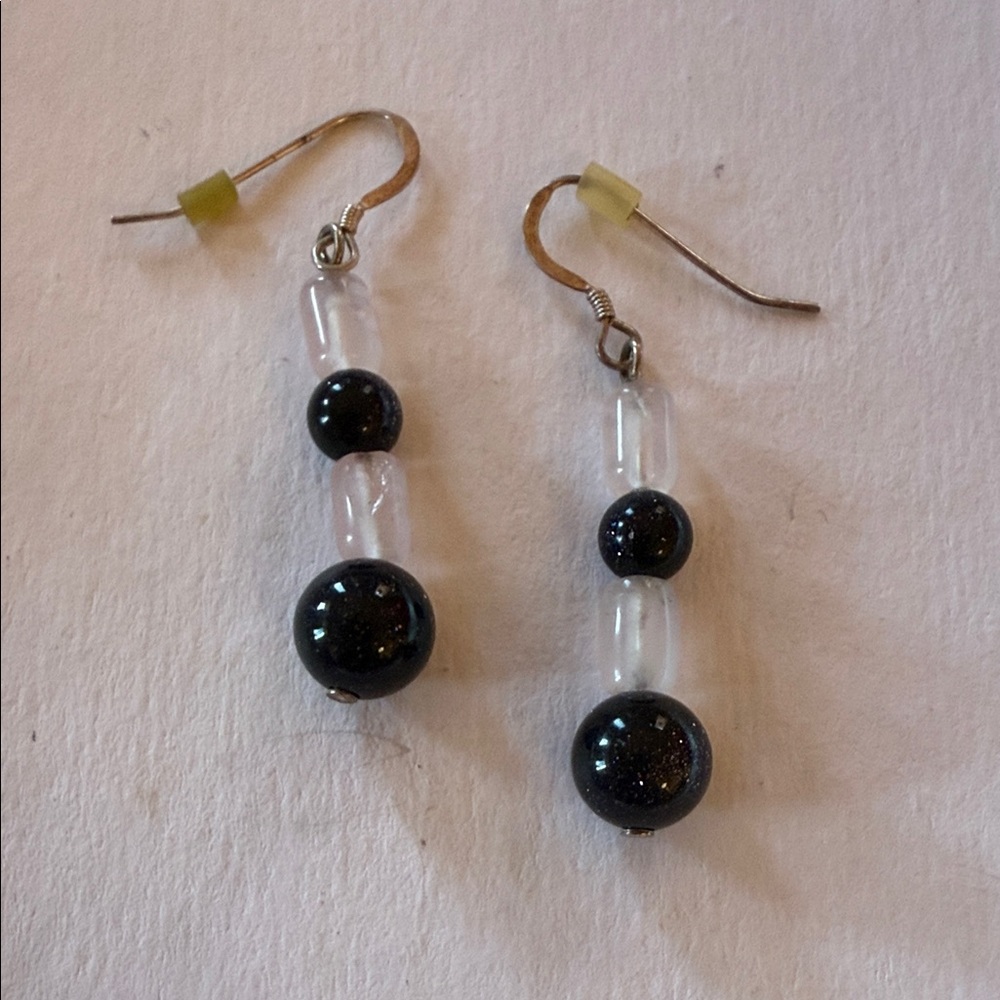 Elegant Black and Silver Beaded Earrings